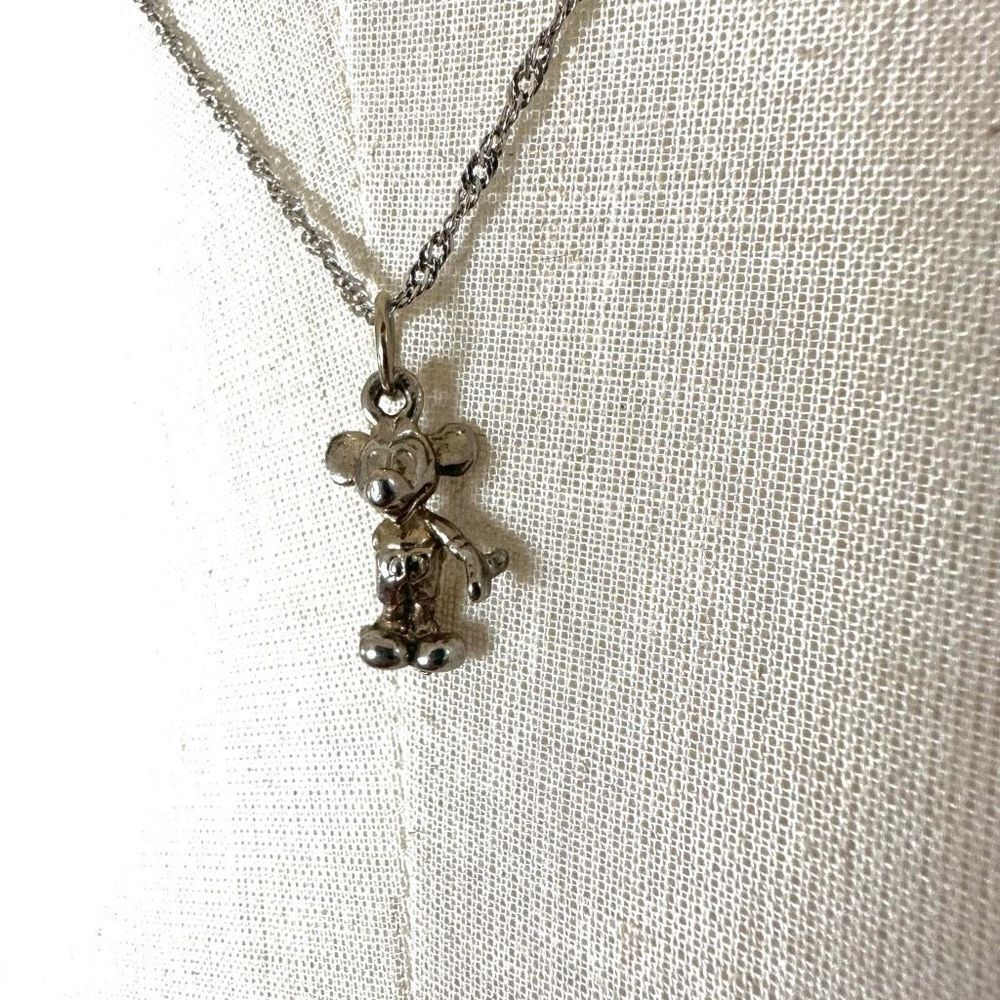 silver tone mickey mouse pendant necklace